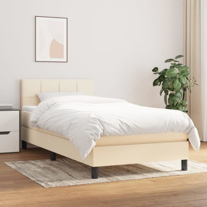 vidaXL Sommier à lattes de lit avec matelas Crème 80x200 cm Tissu 3140014