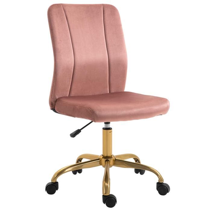 Vinsetto - Chaise de bureau - Velours (100% polyester) - 56x60x102cm - Rose Doré