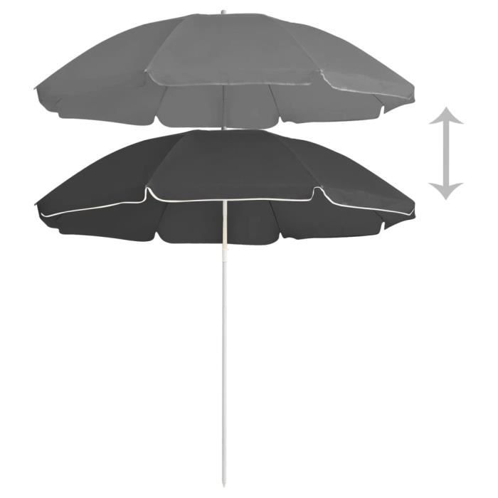 Parasol d'extérieur avec mât en acier Anthracite 180 cm YIN2