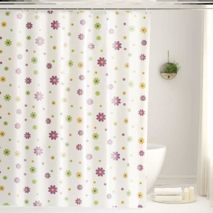 Ensemble Salle De Bain Noël 4 Pièces - Rideau Douche + Tapis - Motif Fête - Microfibre