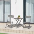Ensemble meubles de jardin design table carré et chaises pliables résine tressée imitation rotin gris 60x60x72cm Gris-1