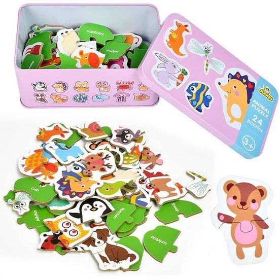 Pack De 4 Puzzles En Bois Jouet Éducatif Et Montessori Enfants Animaux