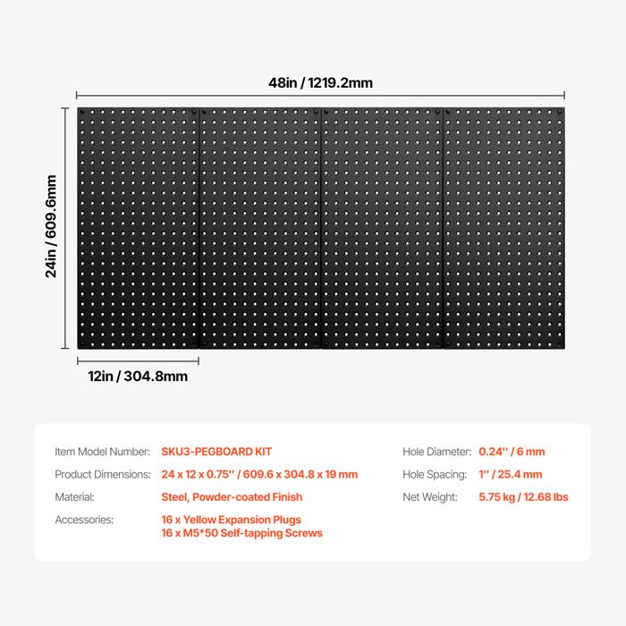 VEVOR Panneau Perfore Mural 280x280 mm Organiseur Garage en Plastique avec 4 Panneaux Perfores, Accessoires, Kit Rangement deOutils pour Bureau, Salle deArtisanat, Maison, Entrepot, Magasin, Noir VEVOR Panneau Perfore Mural 280x280 mm Organiseur Garage en Plastique avec 4 Panneaux Perfores, Accessoires, Kit Rangement deOutils pour Bureau, Salle deArtisanat, Maison, Entrepot, Magasin, Noir