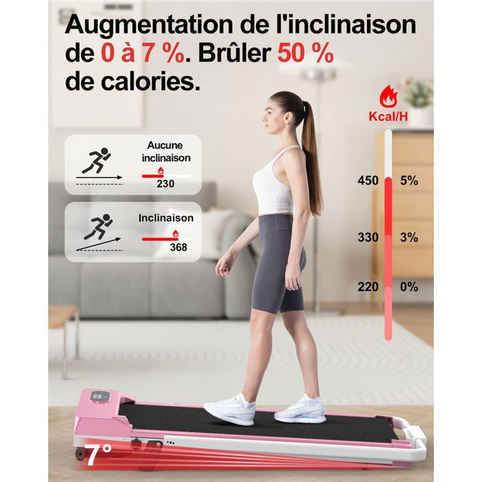 HomeFitnessCode Tapis De Course Pliant 2 En 1 – Walking Pad 1-6 Km/h, Course 0-10 Km/h, Moteur 2.0 CV, Surface 43 Cm, Charge 130 Kg