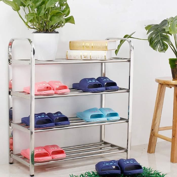 Étagère à Chaussures OLYREO 4 Niveaux | Métal Empilable, Blanc | Rangement Pour 8 Paires | Entrée, Placard