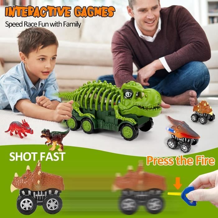 Bennol Juguetes para niños pequeños, regalos para niños de 2, 3, 4, 5 años,  camiones de dinosaurio, juguetes para niños de 2 a 4 y 3 a 5 años con 8