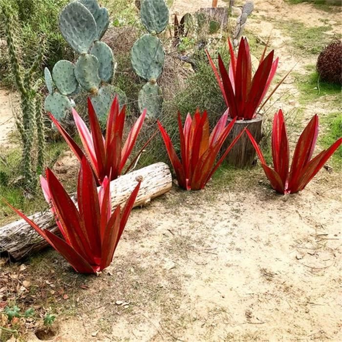 Sculpture Métal Agave Rustique - Décor De Jardin Ou D'intérieur Fait Main, 55 Cm