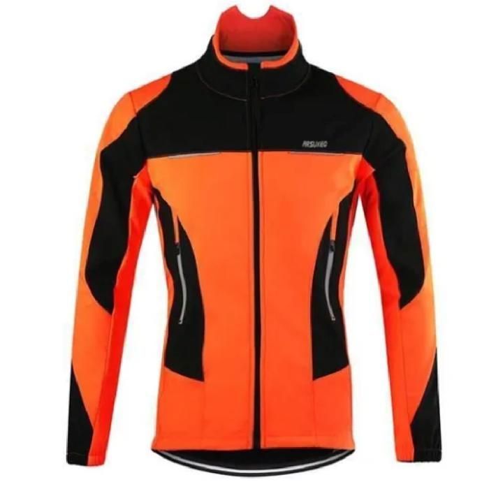 Maillot de cyclisme hiver thermique chaud pour homme Orange