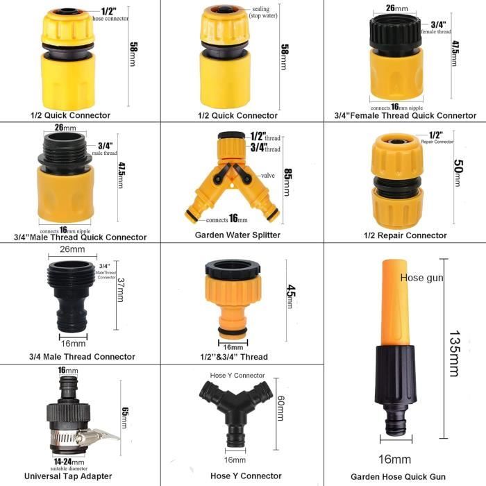 Lot De 20 Raccords En Plastique 5/8" X 5/8" – Connecteurs Traversants Pour Tuyau – Uxcell