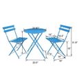 Table et chaise pliantes ensemble 3 pièces, 2 chaises et 1 table, fer forgé, style pliant économise de l'espace, charger 300lbs,blue-2
