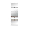 Meuble à chaussures miroir 5 tiroirs en bois coloris blanc - TERRE DE NUIT - MC7040 - Blanc - Terre de Nuit-2