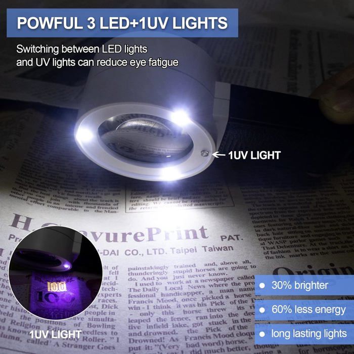 VIVOSUN Lot de 2 loupes de bijoutier Pliables avec lumière LED pour Bijoux, Pierres précieuses, Montres, pièces de Monnaie, Timbres, antiquités, Noir VIVOSUN Lot de 2 loupes de bijoutier Pliables avec lumière LED pour Bijoux, Pierres précieuses, Montres, pièces de Monnaie, Timbres, antiquités, Noir