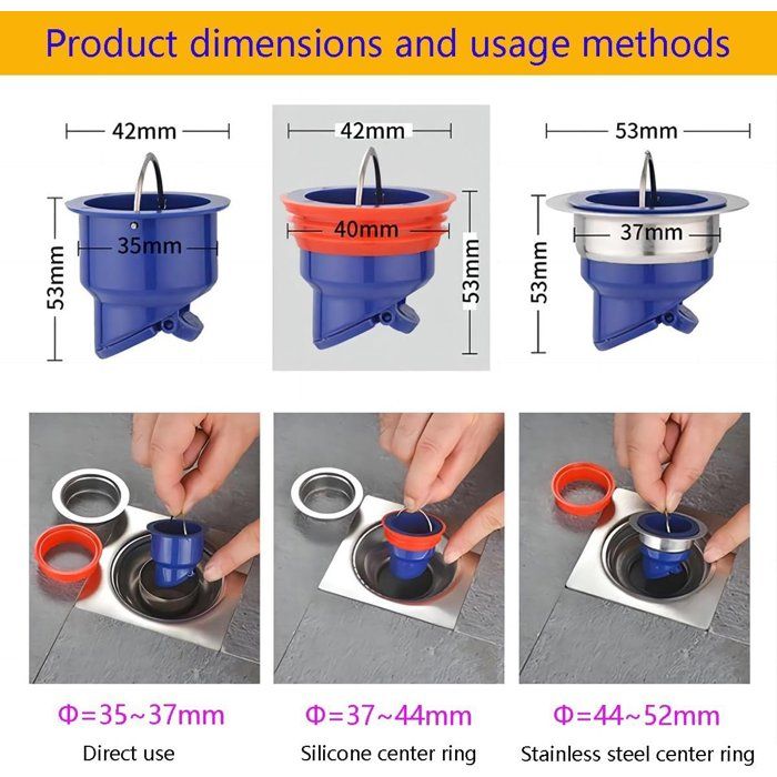 Lot De 2 Bouchons Silicone Anti-Odeurs – Pour Vidange De Douche – Anglepingping