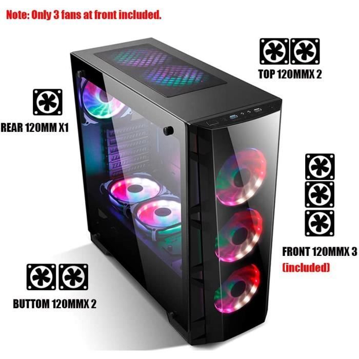 Z7 Boitier PC Moyen Tour, ATX- Micro ATX PC Gamer RGB, 3 Ventilateurs  préinstallés[198] - Cdiscount Informatique