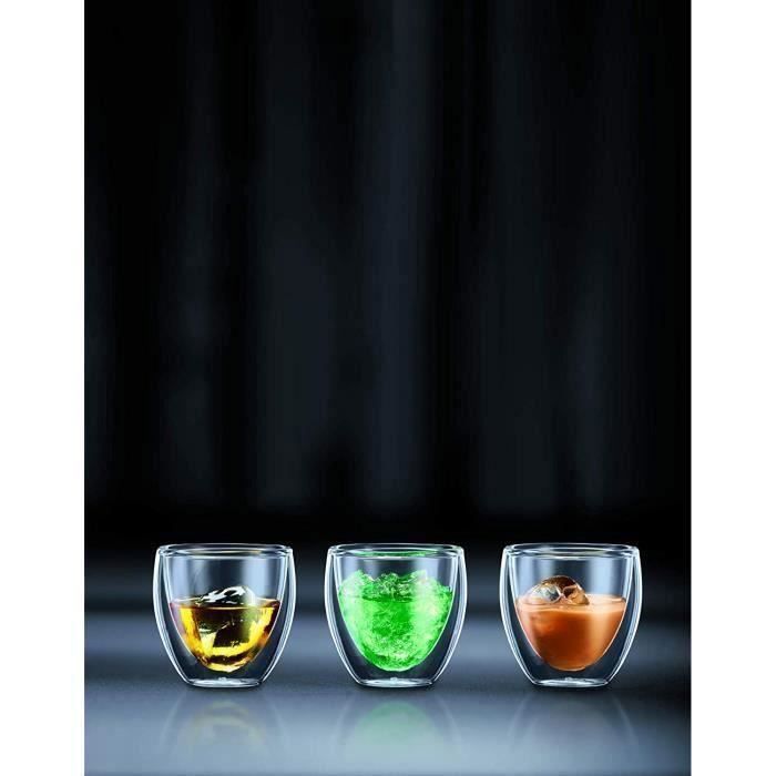 Lot De 6 Tasses Expresso Double Paroi 80ml Avec Cuillères - Verres Cappuccino Isolants Café Glacé
