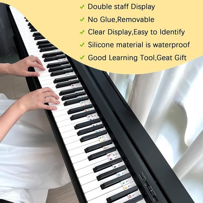 Autocollants Pour Clavier De Piano 88 Touches - Étiquettes Pour Débutants, Lettres Claires, Apprentissage Facile