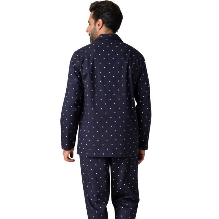 Pyjama long ouvert homme Chaine Trame Eminence Imprimé marine
