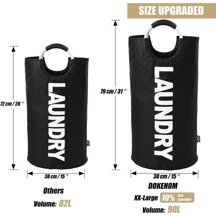 DOKEHOM Paniers à linge avec des roues, Pliable Sac à linge, Pliage
