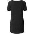T-shirt femme d 'été décontracté irrégulier grande taille col en V pull ample à manches courtes T-shirt long noir-3