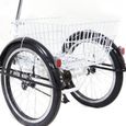 20" Tricycle une vitesse vélo à 3 Roues Adulte Tricycle avec Panier Blanche-3
