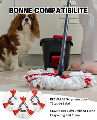 Serpillères De Rechange Microfibre Pour Vileda Turbo 2 En 1 EasyWring & Clean - Lot Compatible