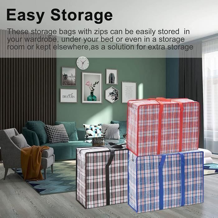 Sac à Linge Réutilisable Grand Format - Rangement Pratique Avec Poche Zippée | Design Classique Coloris Assortis