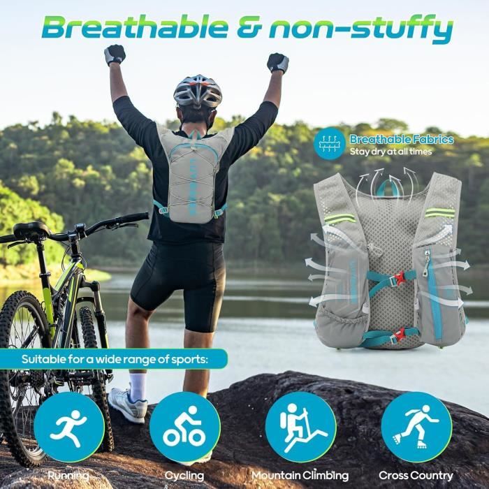 5.5L Sac à Dos hy atation Sac à Dos extérieur Mochilas Trail Marathoner Running Race Gilet d'hy