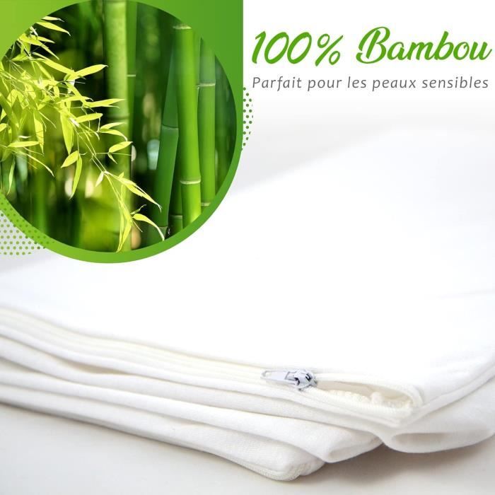 Lot de 2 protège oreiller Bambou imperméable 65 x 65 cm