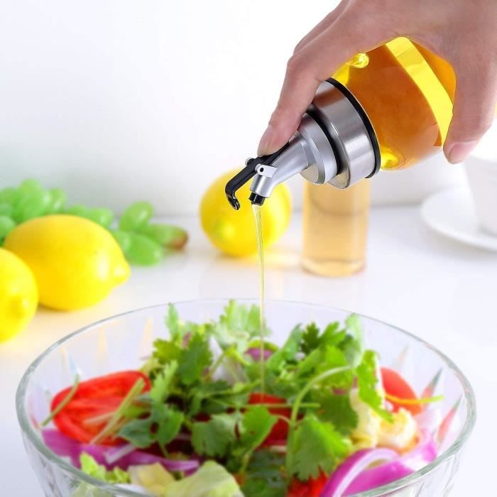 Distributeur D'huile En Verre 500 Ml - Bec Verseur Rabattable, Vert Ou Blanc