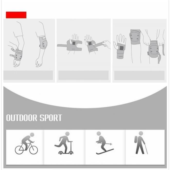 Protection Roller Adulte Kit Protection Roller Enfant 6 Pièces - Genouillères, Coudières, Protège-Poignets Skateboard Coudières Poignets Enfant