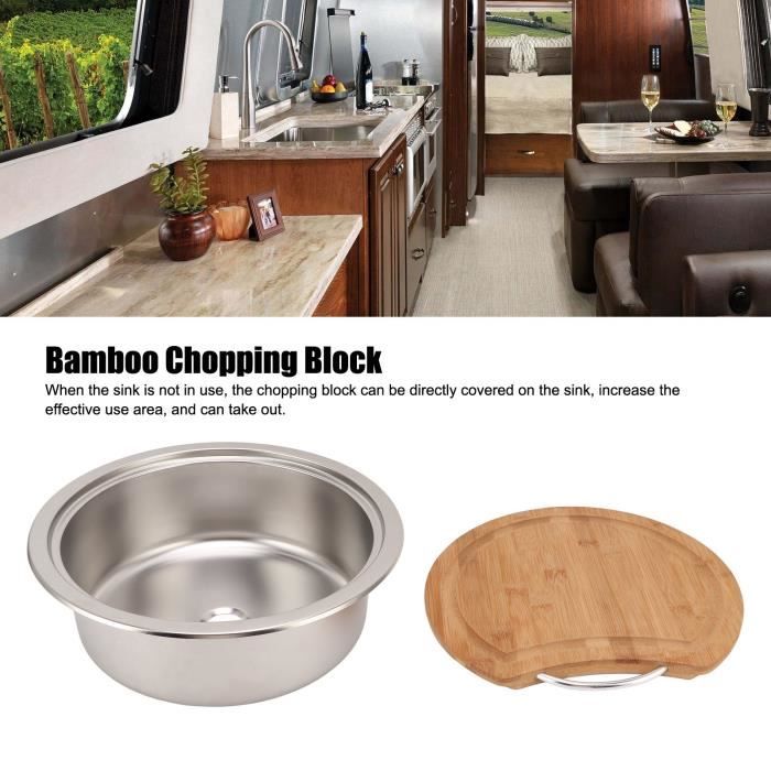 Evier de Cuisine Rond 18x41cm en Inox pour Salle de Bain Buanderie