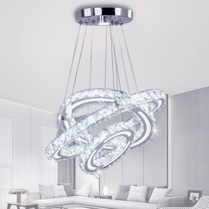 Moderne Lustre En Cristal Led Lumière À 3 Anneaux Dimmerabile Lustre ...