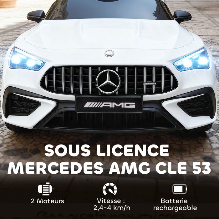 AIYAPLAY Voiture électrique Enfants Sous Licence Mercedes-Benz GLC Coupe, Véhicule électrique 12V, Télécommande 2,4G, 3 Vitesses, Phares, Musique, MP3, Klaxon, Démarrage Lent, Pour 3 à 6 Ans, Blanc