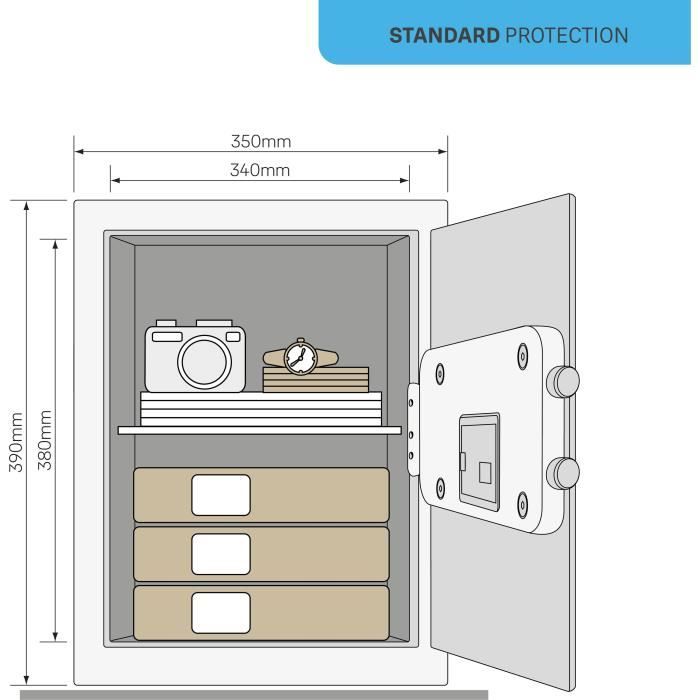 Coffre-fort électronique Yale Grande Capacité 24L – Idéal Hôtel, Noir, 100 000 Combinaisons