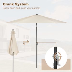 Alpstorm Parasol Déporté Jardin 350 Cm Rotatif 360° Anti-Vent - Manivelle Aluminium Gris Foncé UV40+