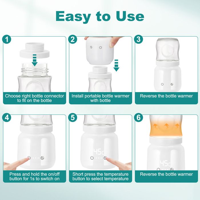 TTLIFE Chauffe Biberon Portable, Chauffe-biberons électrique, Chauffe Biberon Automatique à Température Réglable, Sac De Voyage - Puériculture & Eveil Bébé