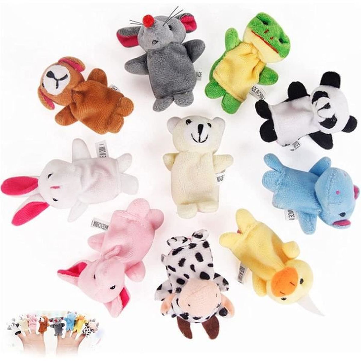 Marionnettes à Doigts Pour Enfants - Lot De 6 Animaux Mignons En Coton (Cadeau Éducatif Et Ludique) - 5