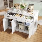 LEYTN Grand îlot de cuisine 120 x 60 x 90,5 cm Île centrale avec 3 tiroirs et 3 portes, étagères réglables design Bar - blanc