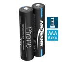 Pile (2 pièces) de téléphone ANSMANN AAA 800mAh NiMH 1.2V - rechargeable avec faible autodécharge idéale pour les téléphones sans