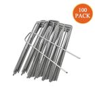 JINZDASU 100 Piquets de Jardin, Piquets de Sol en Acier Galvanisé de 15 cm, Support de Paillis Résistant aux Mauvaises Herbes