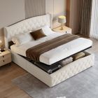 HOFURNI lit coffre 140 x 200 beige,lit double,lit rembourré avec sommier,lit adulte 140 x 200 avec rangement,velours