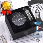 Montre - LUNAVO - Grand Cadran - Quartz - Noir - Coffret Cadeau