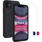 NO NAME Coque iPhone 11 - NOIRE - Silicone semi-rigide - Verre trempé inclus - Expédition de France