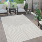 Paco Home Tapis Exterieur Terrasse Salon Cuisine 3D Uni Motif Geometrique Moderne Crème 240x340 cm