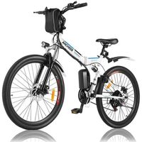 ANCHEER TJGB 4143- Vélo électrique pliable - 250W 8AH - Tout suspendu - 7 vitesses Shimano - Autonomie maximale 60 km - Blanc