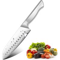 SHAN ZU Couteau Santoku 16.5cm - Couteau de Cuisine Japonais Professionnel, 6.5‘’ Lame Ultra-Fine en Acier Inoxydable Allemand et