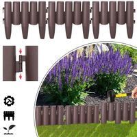 Bordure de pelouse en plastique - AUFUN - Module simple - 28 cm x 24 cm - Marron aspect bois