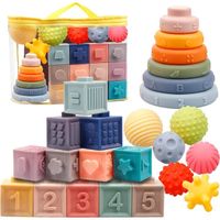 Jeux Montessori Bébé 6-12 Mois Cube Souples Empiler Anneaux d'empilage Balle Sensoriel  Jouets D'éducation précoce 6 9 12 Mois