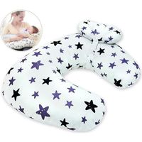 MOGOI Coussin d'allaitement multifonction pour bébé, Étoile sur blanc, coton, 56 * 37cm