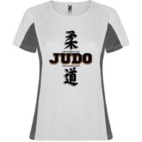 T-shirt femme Shangai "JUDO" sport martial judoka France Japon | Tee shirt bicolor noir et blanc